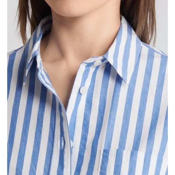 Madewell Oversized Blue and White Striped Button Down Shirt - Picture 4 of 4